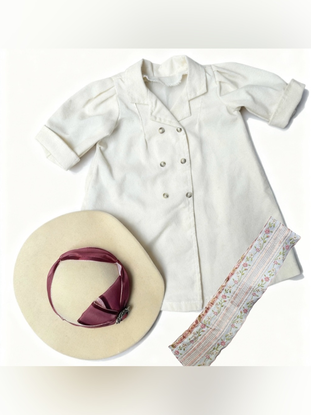 American Girl Doll Samantha Parkington 2005 Travel Duster And Hat Scarf Retired